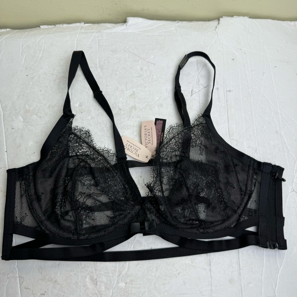Victorias Secret NEW Lace Sheer Sexy Demi Balconette Bra Strappy Zip Underwire - Picture 4 of 16